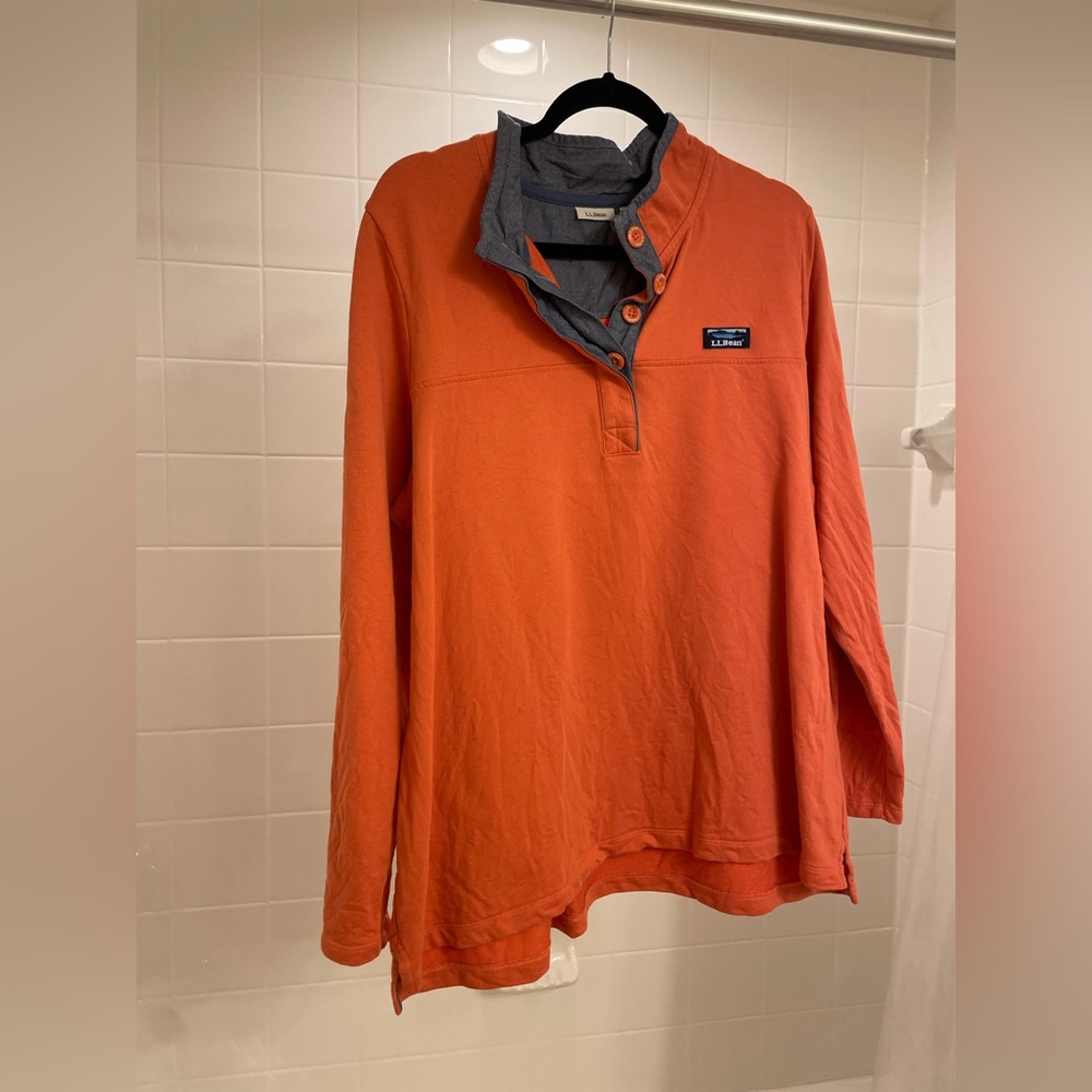 L.L. Bean Burnt Orange Pullover with Button Collar